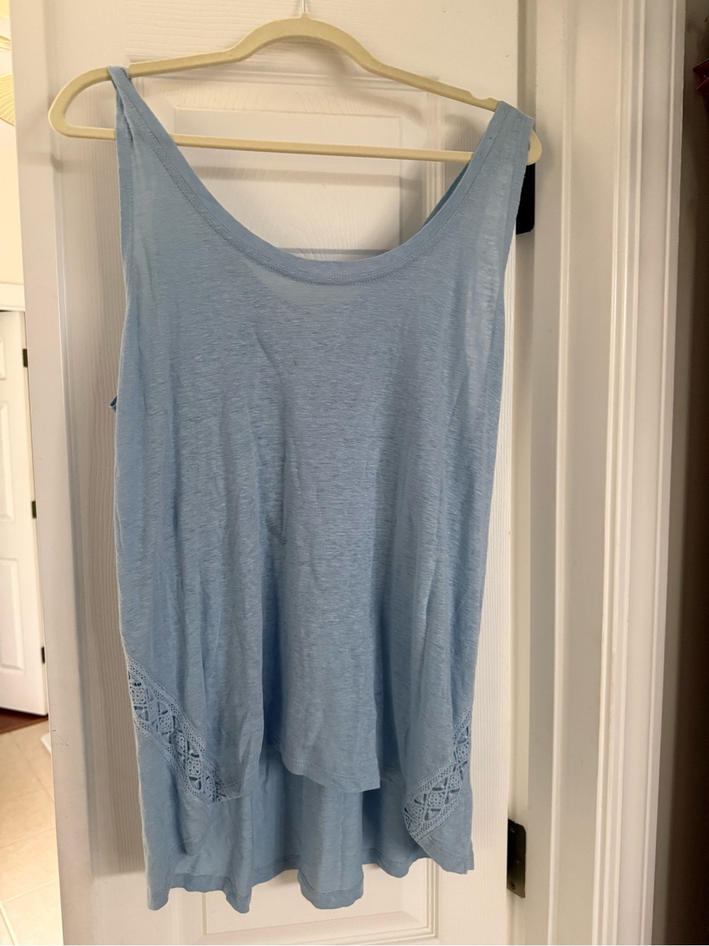 Rebecca Minkoff Light Blue Crochet-Hem Tank